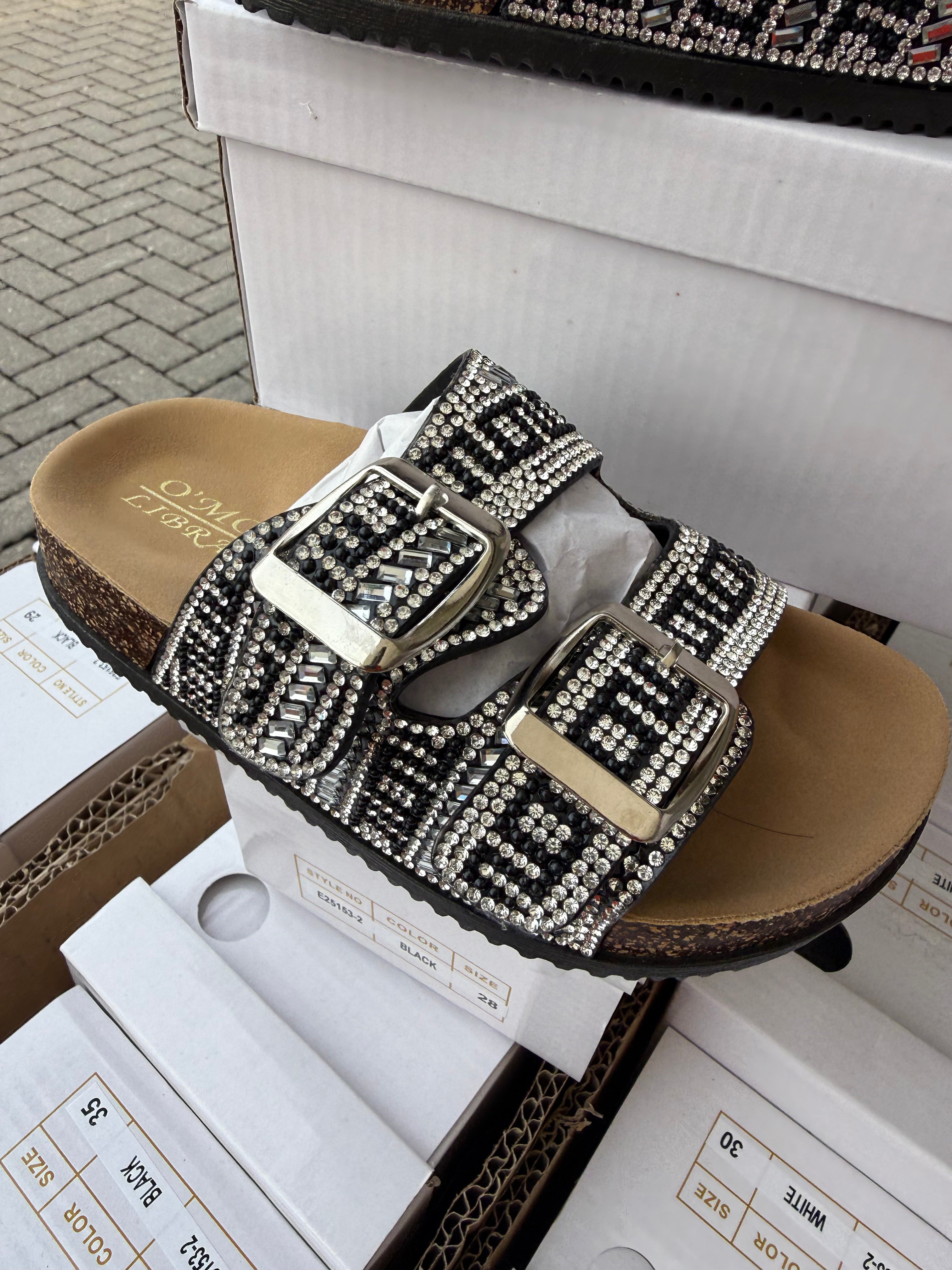 Kids Embellished Sliders 2 - Black