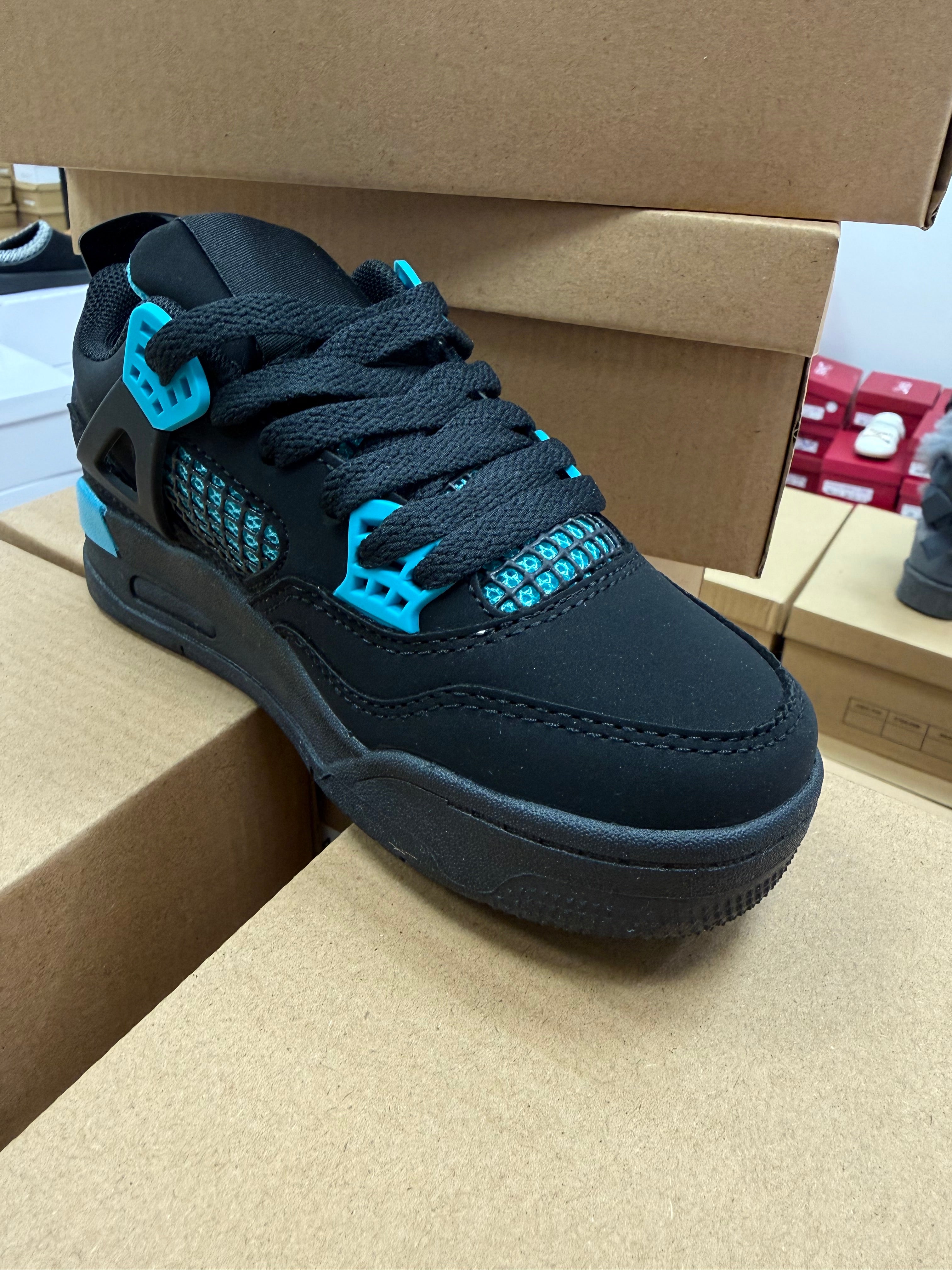 Kids Trainers 4 - Black Turquoise
