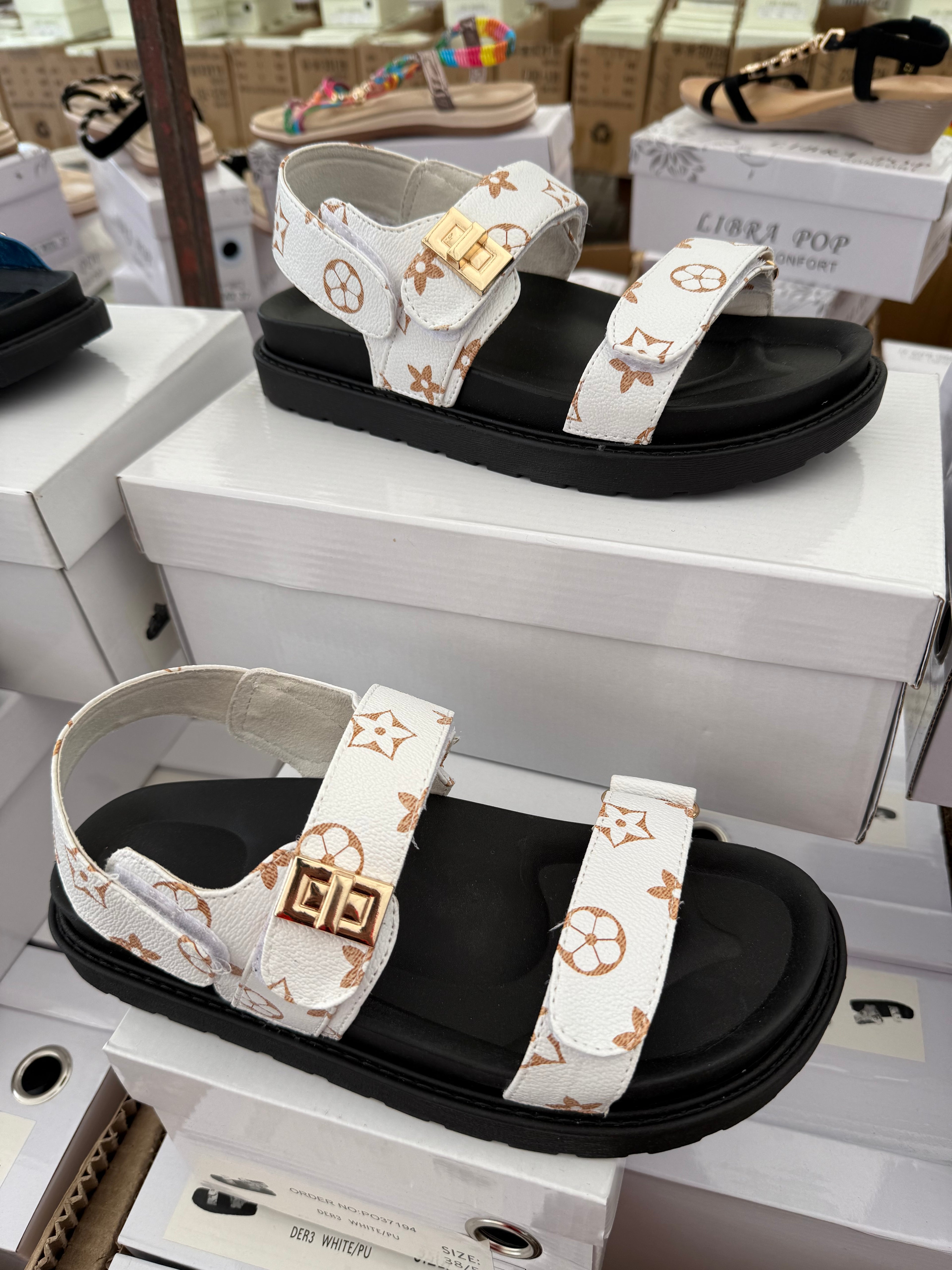 Women Double Strap Sandals 11 - White