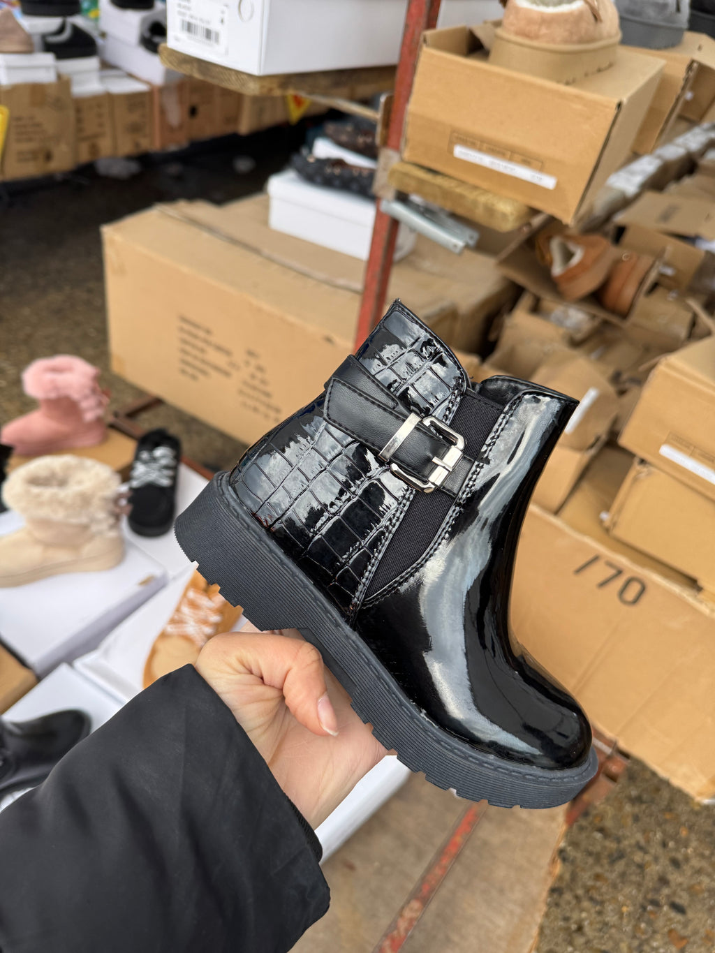 Girls faux croc boots