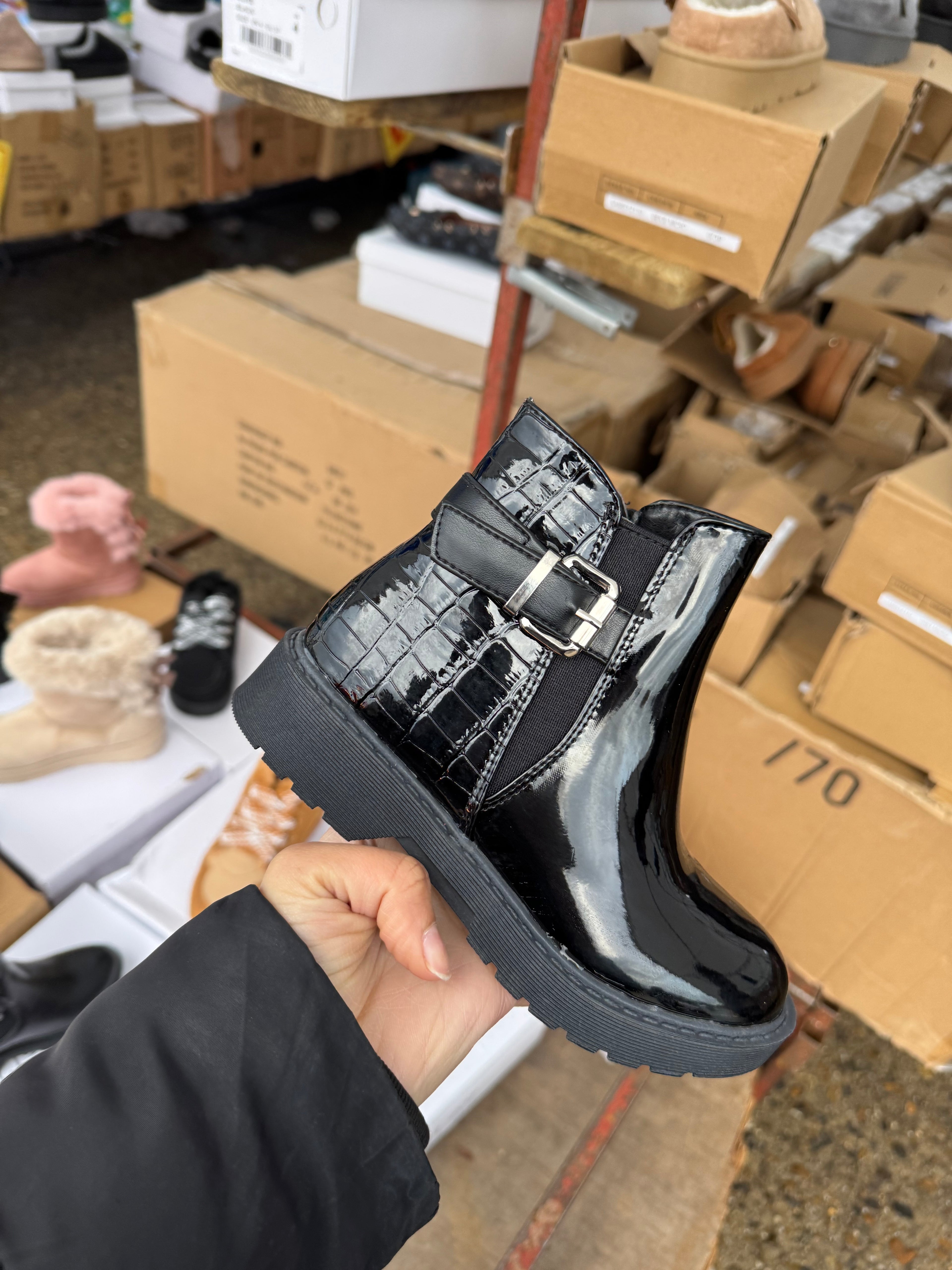 Girls faux croc boots