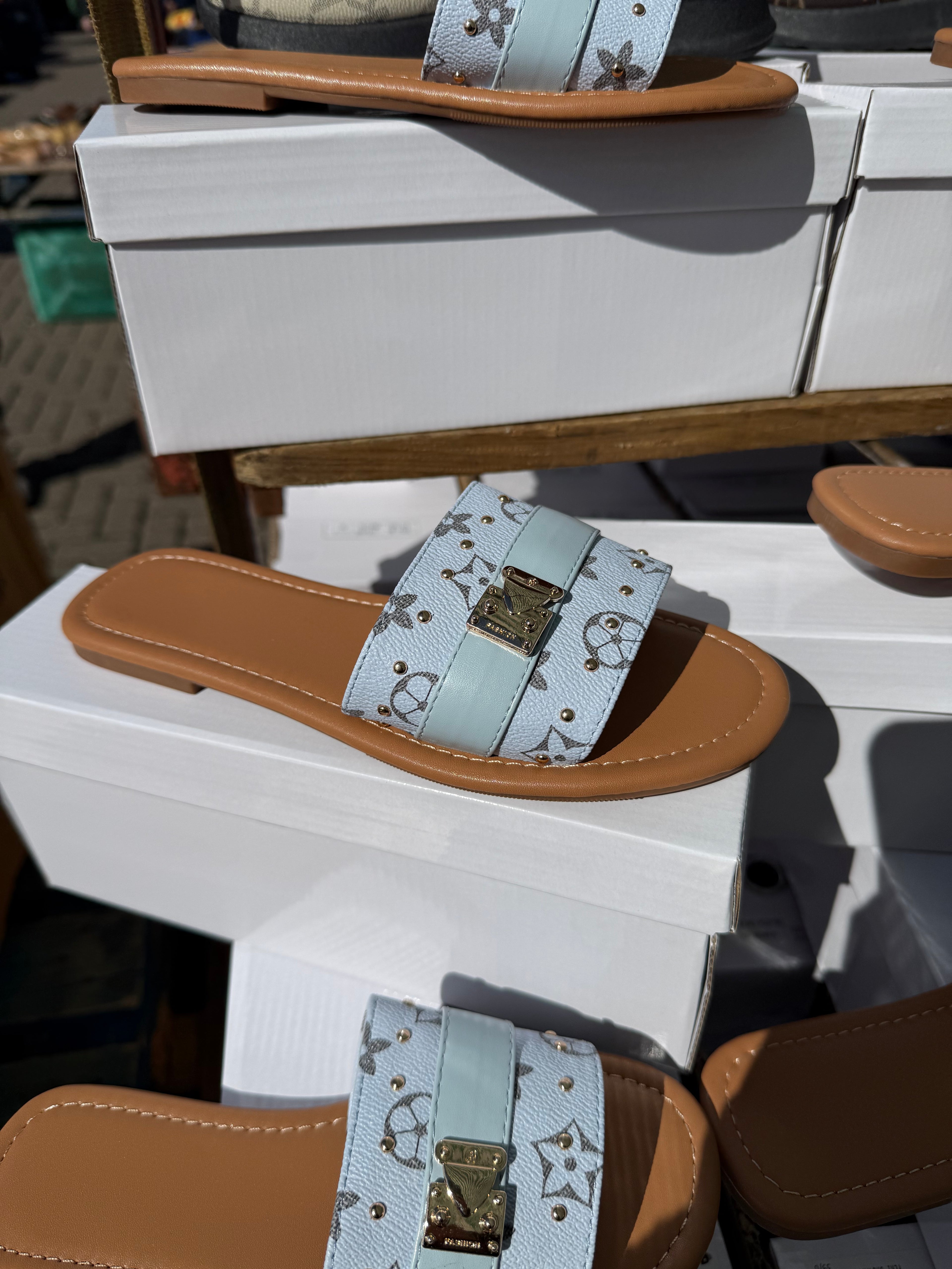 Belt Sandals - Sky Blue