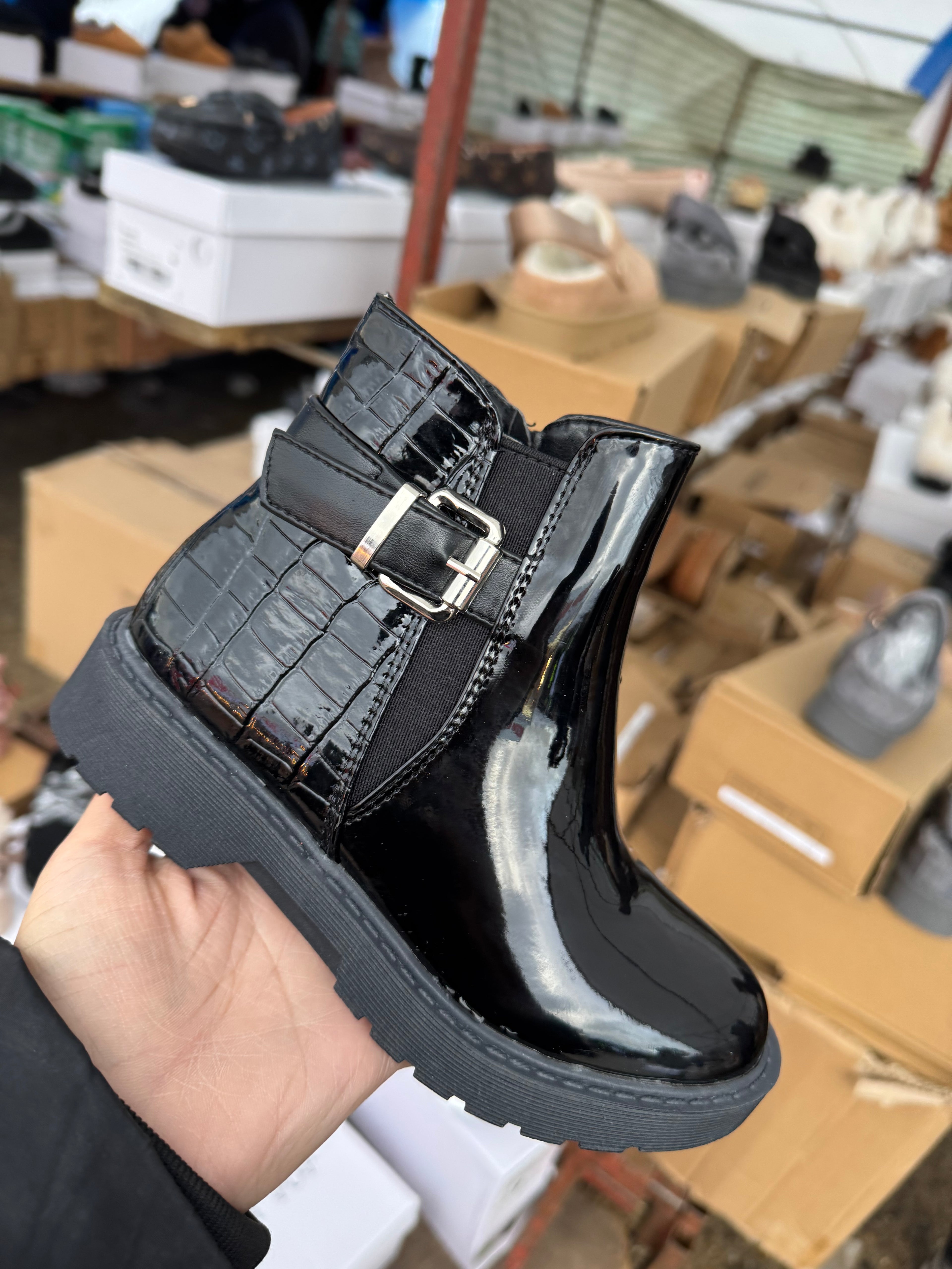 Girls faux croc boots