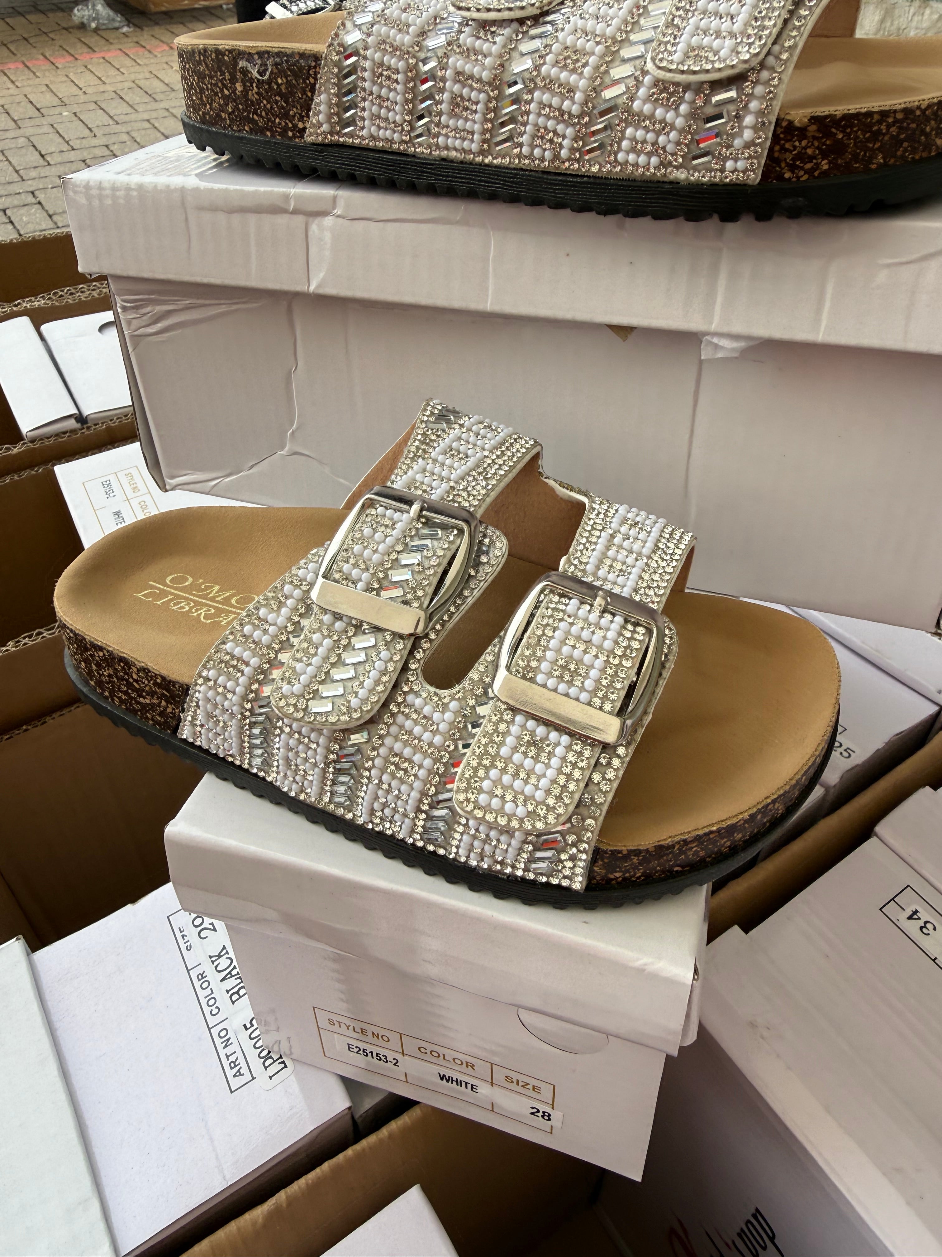Kids Embellished Sliders 2 - White