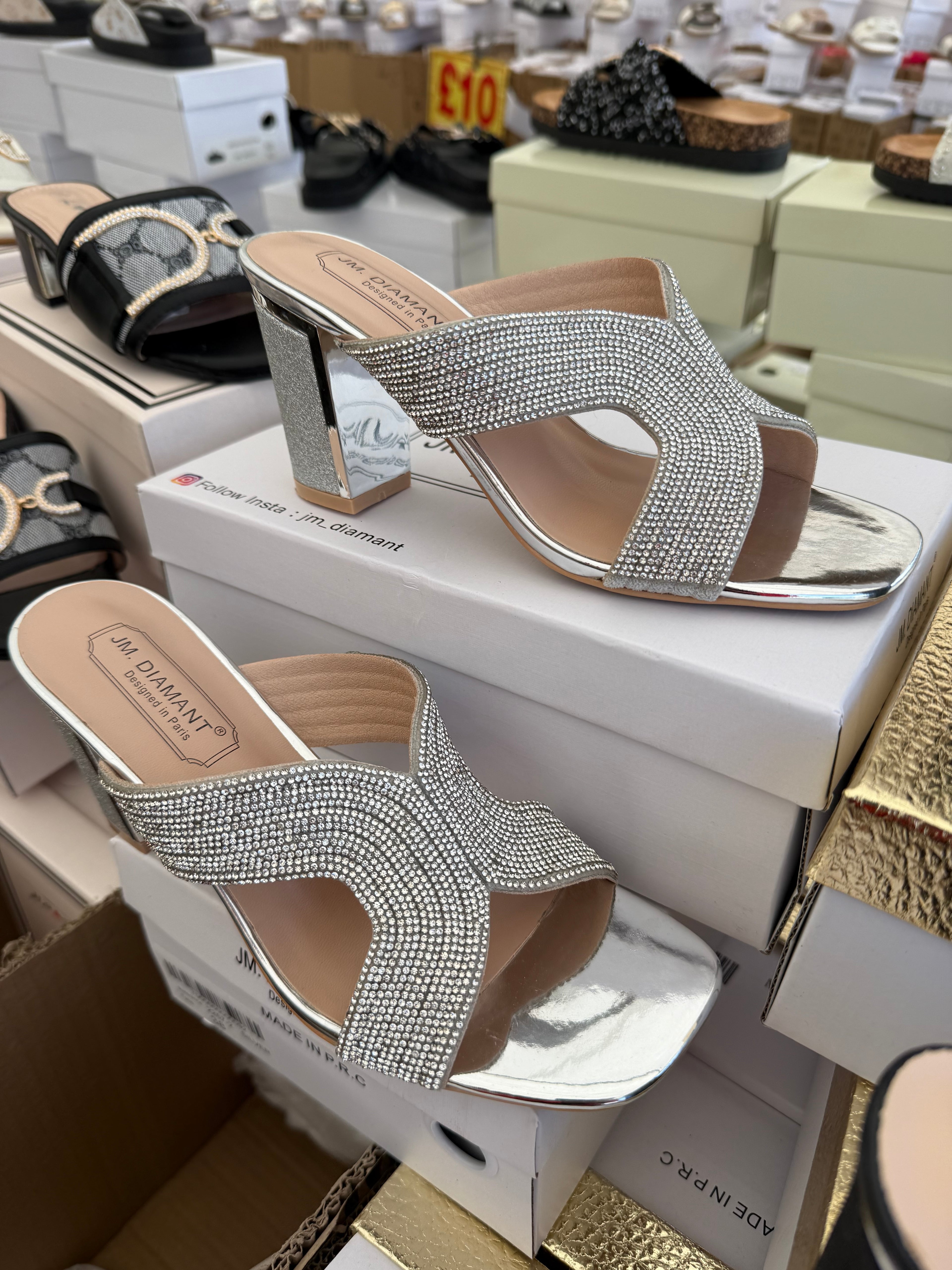 Women's Embellished Heels  - Silver