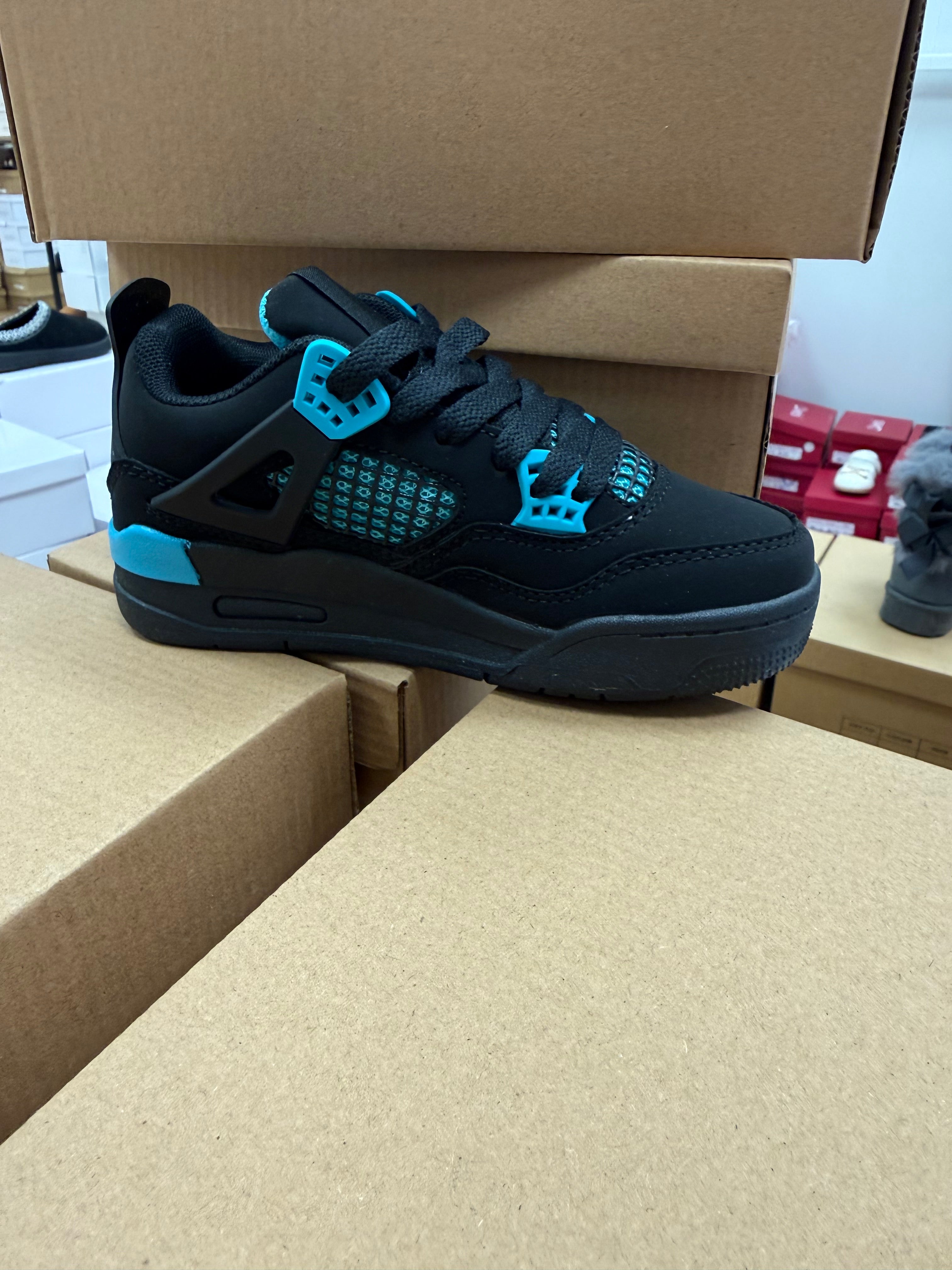 Kids Trainers 4 - Black Turquoise
