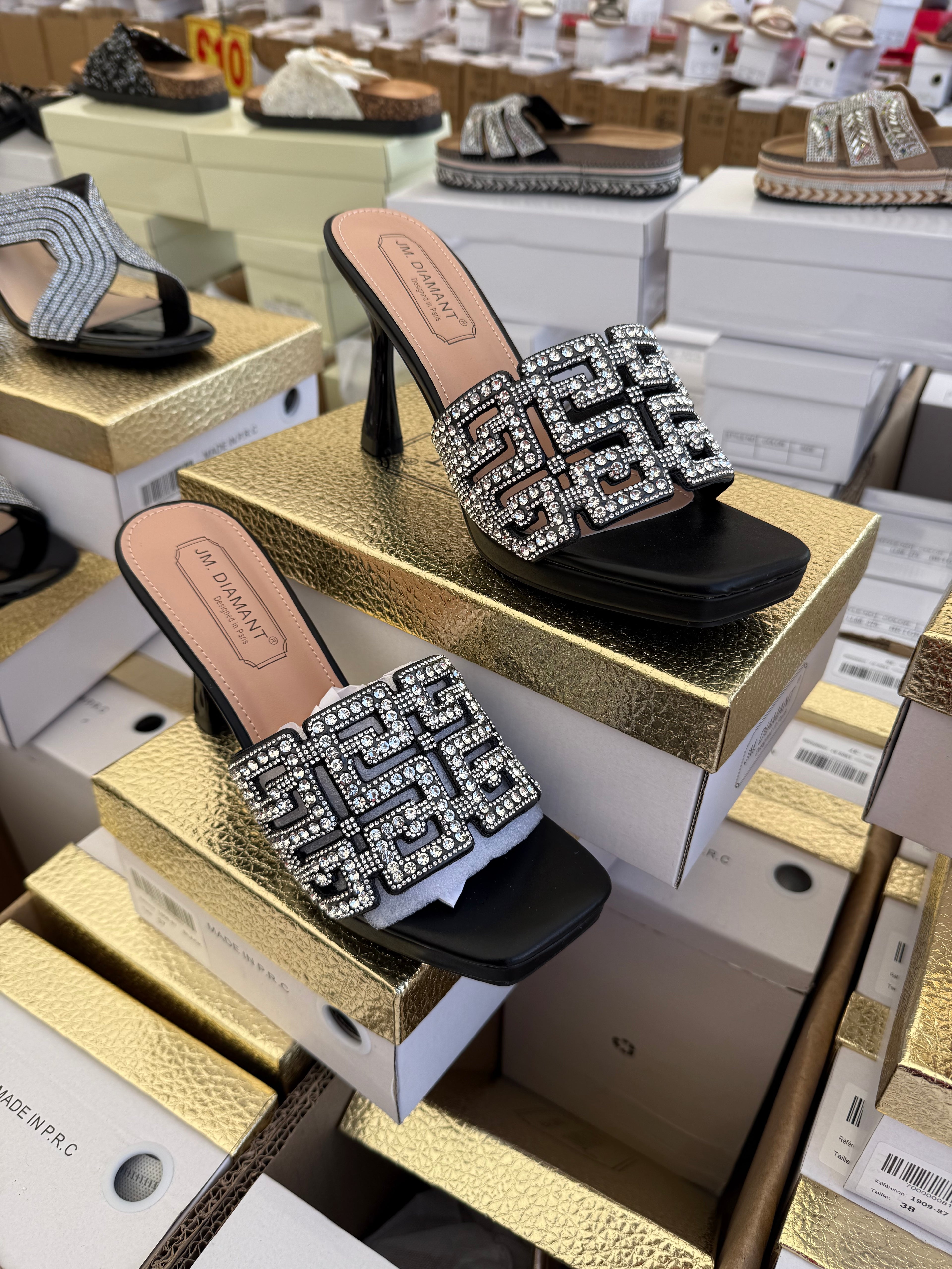 Women's Diamante Heels - Black