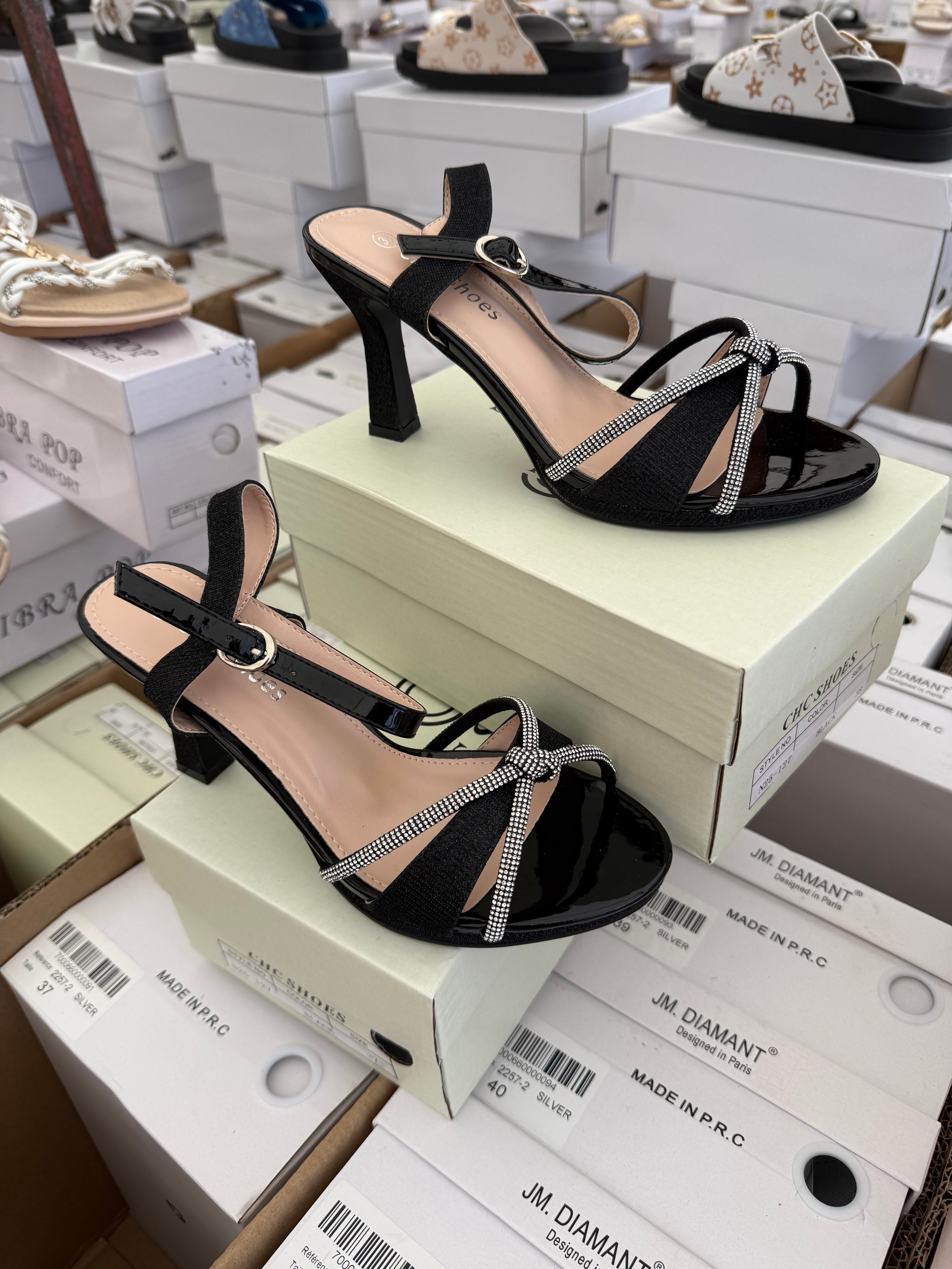 Diamante strap heels - Black