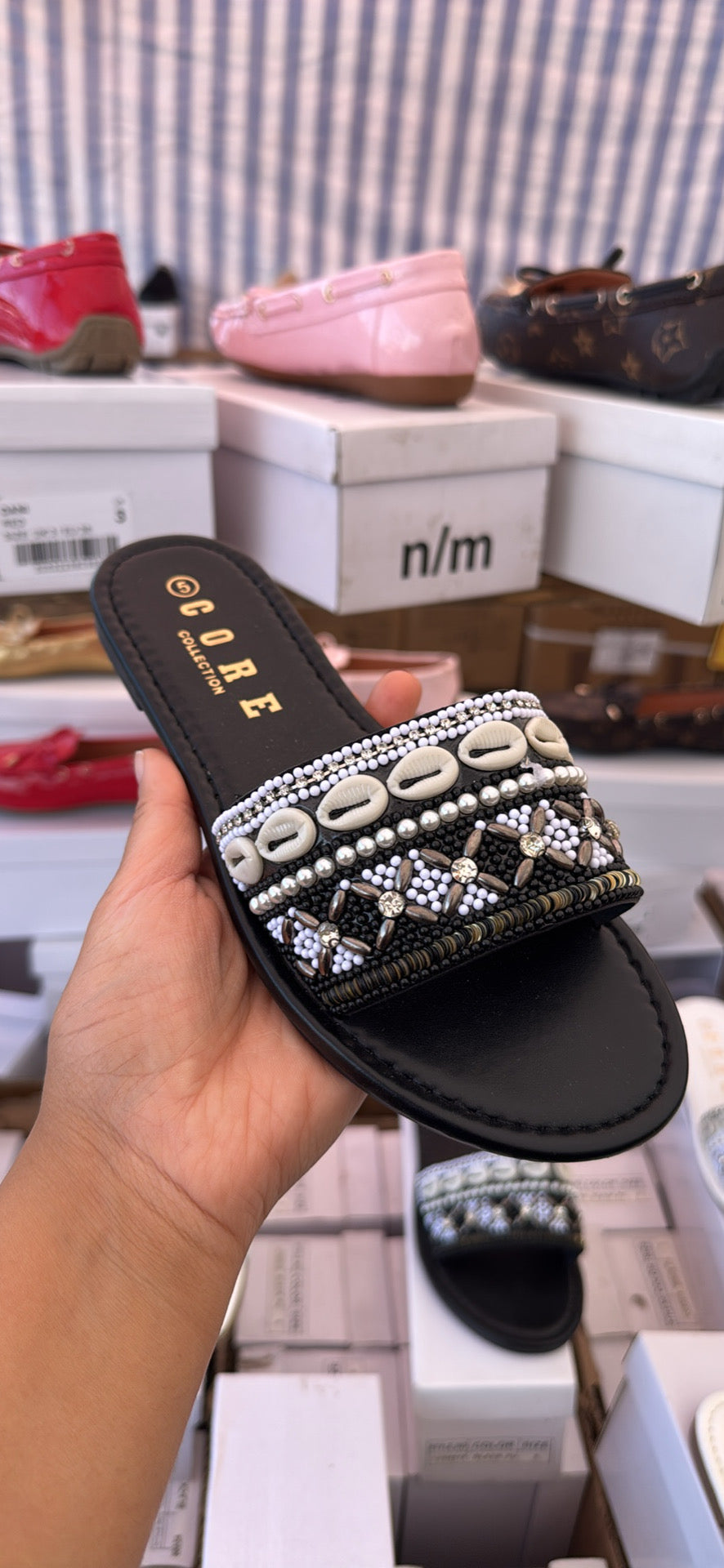 Luxe Shell Summer sliders Ladies holiday sandals