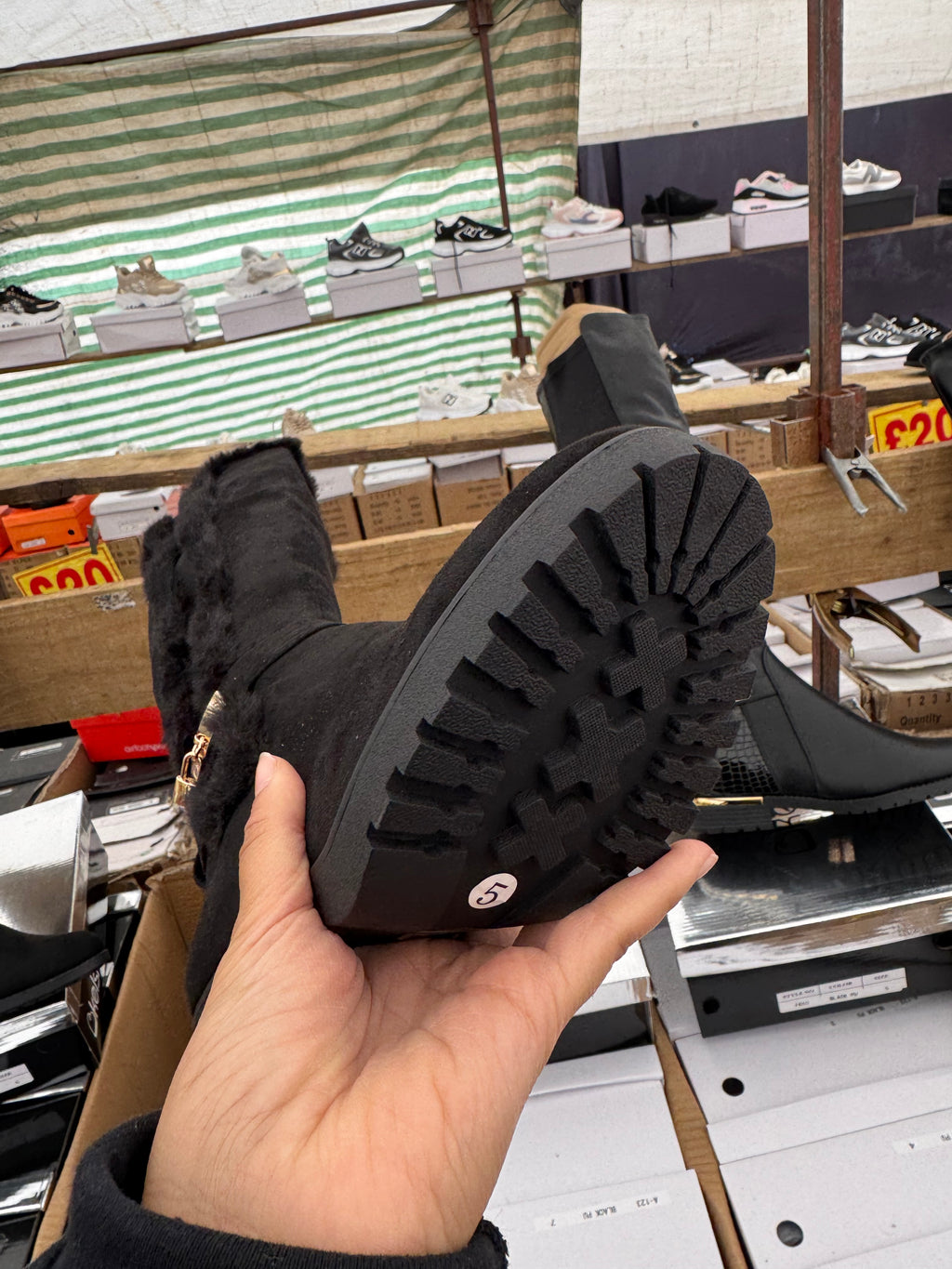 Knee high boots black and gold accent